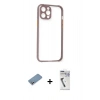 MARSİLYAN™- iPhone 12 Pro Max Kılıf Nova Asil Özel Seri - Şeffaf Uv Polymer Nano Ekran Koruyucu + Shine Kamera Lens Koruma Cam - GS