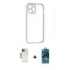 MARSİLYAN™- iPhone 12 Pro Max Kılıf Nova Asil Özel Seri - Siyah 18D Cam Ekran Koruyucu + Gold Shine Kamera Lens