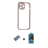 MARSİLYAN™- iPhone 12 Pro Max Kılıf Nova Asil Özel Seri - Siyah 18D Cam Ekran Koruyucu + Metal Kamera Lens Koruma Cam - GD