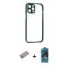 MARSİLYAN™- iPhone 12 Pro Max Kılıf Nova Asil Özel Seri - Siyah 18D Cam Ekran Koruyucu + Shine Kamera Lens Koruma Cam - SABE