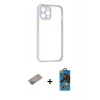 MARSİLYAN™- iPhone 12 Pro Max Kılıf Nova Asil Özel Seri - Siyah 18D Cam Ekran Koruyucu + Shine Kamera Lens Koruma Cam - SABE