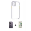 MARSİLYAN™- iPhone 12 Pro Max Kılıf Nova Asil Özel Seri - Siyah 20D Premium Cam Ekran Koruyucu + Neon Fosforlu Kamera Lens - BZ
