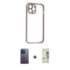 MARSİLYAN™- iPhone 12 Pro Max Kılıf Nova Asil Özel Seri - Siyah 20D Premium Cam Ekran Koruyucu + Neon Fosforlu Kamera Lens - MI