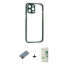 MARSİLYAN™- iPhone 12 Pro Max Kılıf Nova Asil Özel Seri - Siyah 20D Premium Cam Ekran Koruyucu + Metal Kamera Lens Koruma Cam - KI