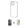 MARSİLYAN™- iPhone 12 Pro Max Kılıf Nova Asil Özel Seri - Siyah 20D Premium Cam Ekran Koruyucu + Neon Fosforlu Kamera Lens - YL