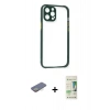 MARSİLYAN™- iPhone 12 Pro Max Kılıf Nova Asil Özel Seri - Siyah 20D Premium Cam Ekran Koruyucu + Renkli Kamera Lens Koruma Cam - SI
