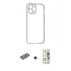 MARSİLYAN™- iPhone 12 Pro Max Kılıf Nova Asil Özel Seri - Siyah 20D Premium Cam Ekran Koruyucu + Renkli Kamera Lens Koruma Cam - MI