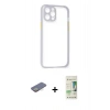 MARSİLYAN™- iPhone 12 Pro Max Kılıf Nova Asil Özel Seri - Siyah 20D Premium Cam Ekran Koruyucu + Renkli Kamera Lens Koruma Cam - SI