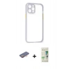 MARSİLYAN™- iPhone 12 Pro Max Kılıf Nova Asil Özel Seri - Siyah 20D Premium Cam Ekran Koruyucu + Renkli Kamera Lens Koruma Cam - TU