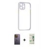 MARSİLYAN™- iPhone 12 Pro Max Kılıf Nova Asil Özel Seri - Siyah 20D Premium Cam Ekran Koruyucu + Neon Fosforlu Kamera Lens - SI