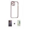 MARSİLYAN™- iPhone 12 Pro Max Kılıf Nova Asil Özel Seri - Siyah 20D Premium Cam Ekran Koruyucu + Neon Fosforlu Kamera Lens - SI