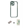 MARSİLYAN™- iPhone 12 Pro Max Kılıf Nova Asil Özel Seri - Siyah 20D Premium Cam Ekran Koruyucu + Shine Kamera Lens Koruma Cam - SABE