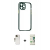 MARSİLYAN™- iPhone 12 Pro Max Kılıf Nova Asil Özel Seri - Siyah 20D Premium Cam Ekran Koruyucu + Shine Kamera Lens - GD