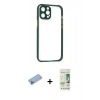 MARSİLYAN™- iPhone 12 Pro Max Kılıf Nova Asil Özel Seri - Siyah 20D Premium Cam Ekran Koruyucu + Shine Kamera Lens Koruma Cam - MI