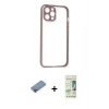MARSİLYAN™- iPhone 12 Pro Max Kılıf Nova Asil Özel Seri - Siyah 20D Premium Cam Ekran Koruyucu + Shine Kamera Lens Koruma Cam - PE