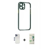 MARSİLYAN™- iPhone 12 Pro Max Kılıf Nova Asil Özel Seri - Siyah 20D Premium Cam Ekran Koruyucu + Shine Kamera Lens - LT