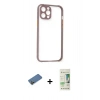MARSİLYAN™- iPhone 12 Pro Max Kılıf Nova Asil Özel Seri - Siyah 20D Premium Cam Ekran Koruyucu + Shine Kamera Lens Koruma Cam - GD