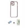 MARSİLYAN™- iPhone 12 Pro Max Kılıf Nova Asil Özel Seri - Siyah 20D Premium Cam Ekran Koruyucu + Shine Kamera Lens Koruma Cam - MI