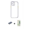 MARSİLYAN™- iPhone 12 Pro Max Kılıf Nova Asil Özel Seri - Siyah 20D Premium Cam Ekran Koruyucu + Renkli Kamera Lens Koruma Cam - YL