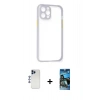 MARSİLYAN™- iPhone 12 Pro Max Kılıf Nova Asil Özel Seri - Siyah 34D Izgaralı Cam + Shine Kamera Lens - LT
