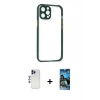MARSİLYAN™- iPhone 12 Pro Max Kılıf Nova Asil Özel Seri - Siyah 34D Izgaralı Cam + Shine Kamera Lens - LT