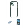 MARSİLYAN™- iPhone 12 Pro Max Kılıf Nova Asil Özel Seri - Siyah 34D Izgaralı Cam + Shine Kamera Lens Koruma Cam - MI