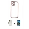 MARSİLYAN™- iPhone 12 Pro Max Kılıf Nova Asil Özel Seri - Siyah 34D Izgaralı Cam + Shine Kamera Lens - GD