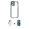 MARSİLYAN™- iPhone 12 Pro Max Kılıf Nova Asil Özel Seri - Siyah 34D Izgaralı Cam + Shine Kamera Lens - GD