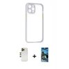 MARSİLYAN™- iPhone 12 Pro Max Kılıf Nova Asil Özel Seri - Siyah 34D Izgaralı Cam + Shine Kamera Lens - GD