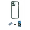 MARSİLYAN™- iPhone 12 Pro Max Kılıf Nova Asil Özel Seri - Siyah 34D Izgaralı Cam + Shine Kamera Lens Koruma Cam - GS