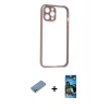 MARSİLYAN™- iPhone 12 Pro Max Kılıf Nova Asil Özel Seri - Siyah 34D Izgaralı Cam + Shine Kamera Lens Koruma Cam - GS