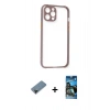 MARSİLYAN™- iPhone 12 Pro Max Kılıf Nova Asil Özel Seri - Siyah 34D Izgaralı Cam + Shine Kamera Lens Koruma Cam - SH