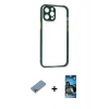 MARSİLYAN™- iPhone 12 Pro Max Kılıf Nova Asil Özel Seri - Siyah 34D Izgaralı Cam + Shine Kamera Lens Koruma Cam - GI