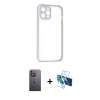 MARSİLYAN™- iPhone 12 Pro Max Kılıf Nova Asil Özel Seri - Siyah 3D Antistatik Cam Ekran Koruyucu + Neon Fosforlu Kamera Lens - BZ
