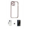 MARSİLYAN™- iPhone 12 Pro Max Kılıf Nova Asil Özel Seri - Siyah 3D Antistatik Hayalet Cam Ekran Koruyucu + Shine Kamera Lens - LT