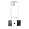 MARSİLYAN™- iPhone 12 Pro Max Kılıf Nova Asil Özel Seri - Siyah 3D Antistatik Hayalet Cam Ekran Koruyucu + Neon Fosforlu Kamera Lens - BZ
