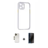 MARSİLYAN™- iPhone 12 Pro Max Kılıf Nova Asil Özel Seri - Siyah 3D Antistatik Hayalet Cam Ekran Koruyucu + Shine Kamera Lens - GD