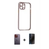 MARSİLYAN™- iPhone 12 Pro Max Kılıf Nova Asil Özel Seri - Siyah 3D Antistatik Hayalet Cam Ekran Koruyucu + Neon Fosforlu Kamera Lens - TU