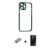 MARSİLYAN™- iPhone 12 Pro Max Kılıf Nova Asil Özel Seri - Siyah 3D Antistatik Hayalet Cam Ekran Koruyucu + Shine Kamera Lens Koruma Cam - SABE