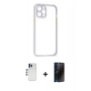 MARSİLYAN™- iPhone 12 Pro Max Kılıf Nova Asil Özel Seri - Siyah 3D Antistatik Hayalet Cam Ekran Koruyucu + Shine Kamera Lens - LT