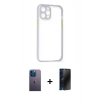MARSİLYAN™- iPhone 12 Pro Max Kılıf Nova Asil Özel Seri - Siyah 3D Antistatik Hayalet Cam Ekran Koruyucu + Neon Fosforlu Kamera Lens - MI