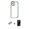 MARSİLYAN™- iPhone 12 Pro Max Kılıf Nova Asil Özel Seri - Siyah 3D Antistatik Hayalet Cam Ekran Koruyucu + Shine Kamera Lens Koruma Cam - SABE