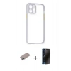 MARSİLYAN™- iPhone 12 Pro Max Kılıf Nova Asil Özel Seri - Siyah 3D Antistatik Hayalet Cam Ekran Koruyucu + Shine Kamera Lens Koruma Cam - SABE