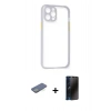 MARSİLYAN™- iPhone 12 Pro Max Kılıf Nova Asil Özel Seri - Siyah 3D Antistatik Hayalet Cam Ekran Koruyucu + Renkli Kamera Lens Koruma Cam - YL