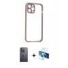 MARSİLYAN™- iPhone 12 Pro Max Kılıf Nova Asil Özel Seri - Siyah 3D Antistatik Seramik Nano Ekran Koruyucu + Neon Fosforlu Kamera Lens - BZ