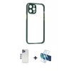 MARSİLYAN™- iPhone 12 Pro Max Kılıf Nova Asil Özel Seri - Siyah 3D Antistatik Seramik Nano Ekran Koruyucu + Shine Kamera Lens - LT
