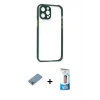 MARSİLYAN™- iPhone 12 Pro Max Kılıf Nova Asil Özel Seri - Siyah 5D Eko Cam Ekran Koruyucu + Shine Kamera Lens Koruma Cam - GI