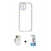 MARSİLYAN™- iPhone 12 Pro Max Kılıf Nova Asil Özel Seri - Siyah 5D Eko Cam Ekran Koruyucu + Shine Kamera Lens - GD