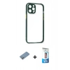 MARSİLYAN™- iPhone 12 Pro Max Kılıf Nova Asil Özel Seri - Siyah 5D Eko Cam Ekran Koruyucu + Shine Kamera Lens Koruma Cam - GS