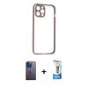 MARSİLYAN™- iPhone 12 Pro Max Kılıf Nova Asil Özel Seri - Siyah 5D Eko Cam Ekran Koruyucu + Neon Fosforlu Kamera Lens - MI